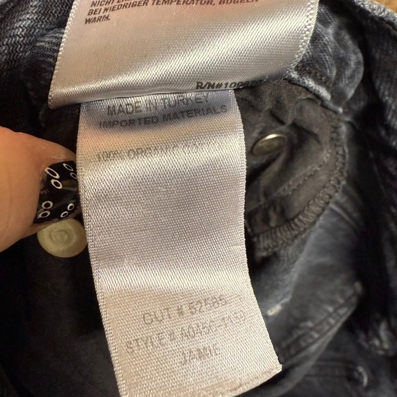 AGOLDE Denim High Rise Cropped Jeans Raw Hem Distressed Black Wash Size 24 - Picture 10 of 11